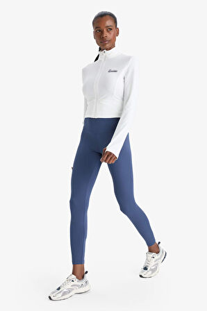 DeFactoFit Slim Fit Dar Kesim Dik Yaka Baskılı Fermuarlı Hırka