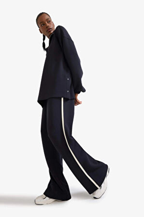 Defacto D1458 Siyah DeFactoFit Wide Leg Geniş Paça Cepli Standart Boy Modal Soft Touch Pantolon