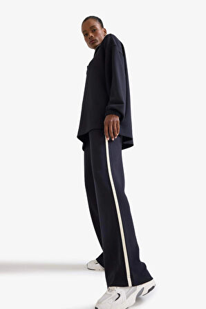 Defacto D1458 Siyah DeFactoFit Wide Leg Geniş Paça Cepli Standart Boy Modal Soft Touch Pantolon