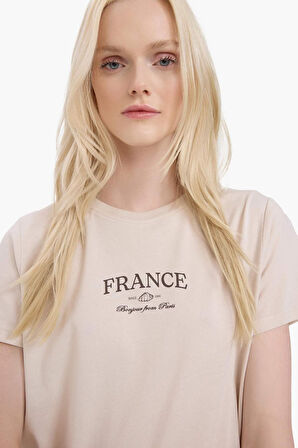 DeFacto Relax Fit Bisiklet Yaka Baskılı Penye Kısa Kollu Tişört E5538AX25SMER37