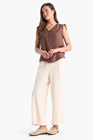 Regular Fit Cep Detaylı Geniş Paça Pantolon