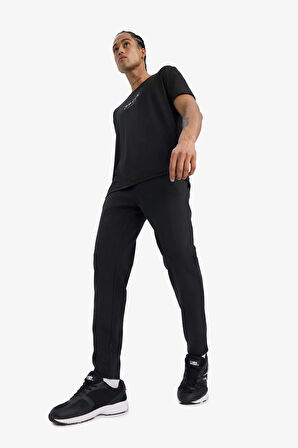 Defacto S3309 Siyah DeFactoFit Slim Fit Dar Kesim Fermuarlı Standart Paça Jogger Eşofman Altı