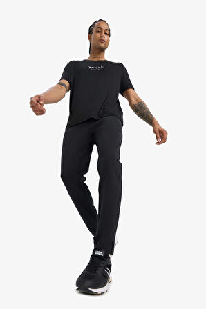 Defacto S3309 Siyah DeFactoFit Slim Fit Dar Kesim Fermuarlı Standart Paça Jogger Eşofman Altı