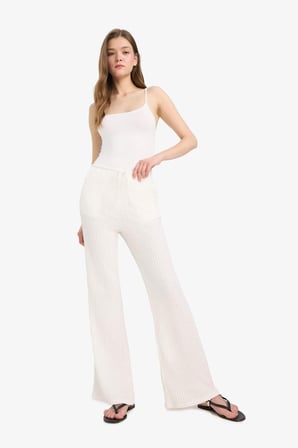 DeFacto Flare Fit Beli Lastikli Bürümcük Pantolon E9942AX25SMWT32