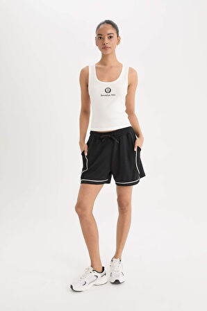 DeFactoFit NBA Brooklyn Nets Slim Fit Dar Kesim U Yaka Ribana Sporcu Atlet E2358AX25SMER105