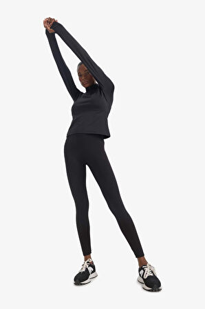 DeFactoFit Standart Fit Dik Yaka Fermuarlı İçi Yumuşak Tüylü Sporcu Uzun Kollu Tişört