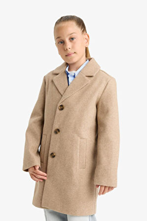 Kız Çocuk Ceket Yaka Düğmeli Parka