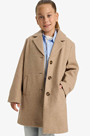 Kız Çocuk Ceket Yaka Düğmeli Parka