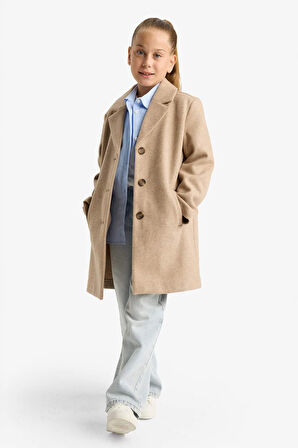 Kız Çocuk Ceket Yaka Düğmeli Parka