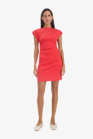Bodycon Vücudu Saran Bisiklet Yaka Ribana Kolsuz Mini Elbise