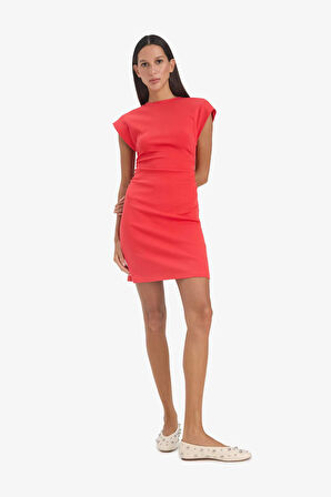 Bodycon Vücudu Saran Bisiklet Yaka Ribana Kolsuz Mini Elbise