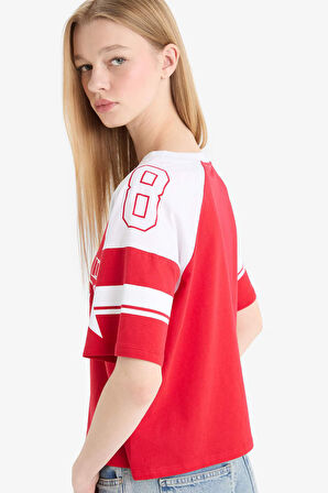 DeFacto Coool Ford Motor Company Oversize Geniş Kalıp V Yaka Kısa Kollu Tişört F2045AX25SMRD59