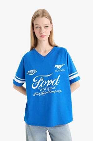 Coool Ford Motor Company Oversize Geniş Kalıp Baskılı Kısa Kollu Tişört