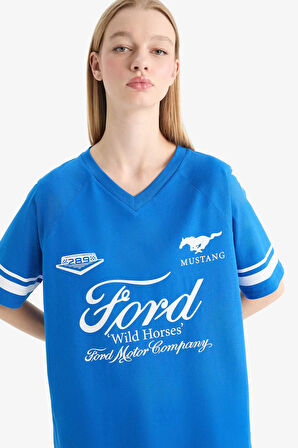 Coool Ford Motor Company Oversize Geniş Kalıp Baskılı Kısa Kollu Tişört