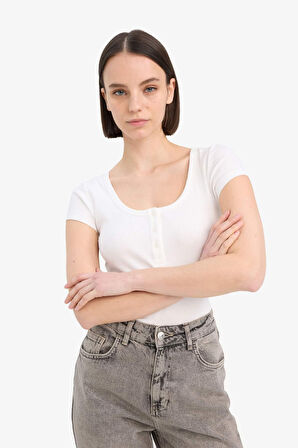 DeFacto Coool Yuvarlak Yaka Fitilli Kaşkorse Çıtçıtlı Bodysuit F1772AX25SMWT32