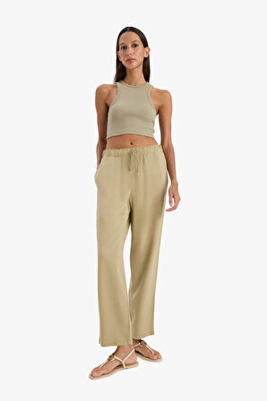 DeFacto Jogger Keten Karışımlı Pantolon Cepli Yüksek Bel Bağcıklı C7683AX25SPKH505