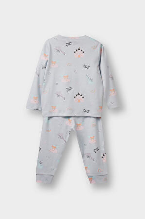 Kız Bebek Pijama Takımı Desenli Uzun Kollu Üst Uzun Alt 