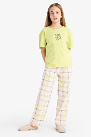 Kız Çocuk Regular Fit Nakışlı 2'li Pijama Takımı