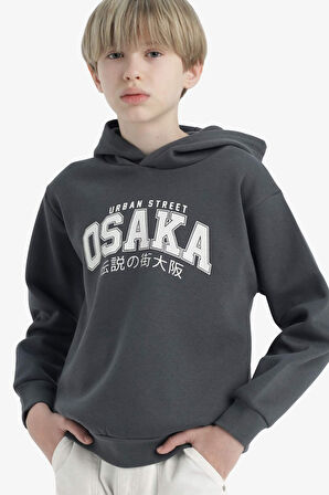 Erkek Çocuk Regular Fit Kapüşonlu İçi Yumuşak Tüylü Kalın Sweatshirt Kumaşı Sweatshirt