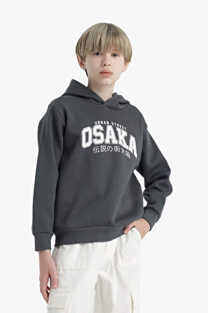 Erkek Çocuk Regular Fit Kapüşonlu İçi Yumuşak Tüylü Kalın Sweatshirt Kumaşı Sweatshirt