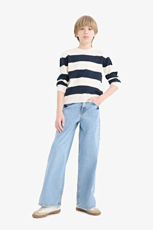 Erkek Çocuk Bisiklet Yaka Çizgili Triko Kazak 