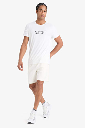 DeFactoFit Hızlı Kuruyan Slim Fit Dar Kesim Bisiklet Yaka Baskılı Sporcu Kısa Kollu Tişört F2762AX25SPWT34