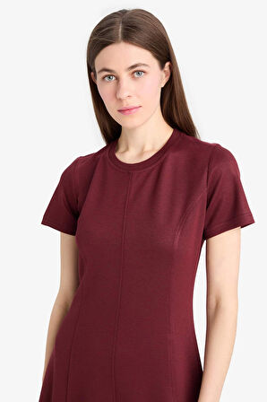 Bisiklet Yaka Basic Düz Kısa Kollu Mini Elbise