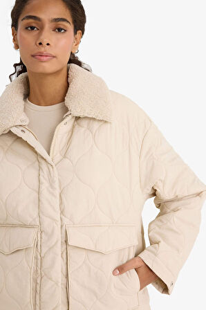 Regular Fit Polo Yaka Polar Astarlı Mont