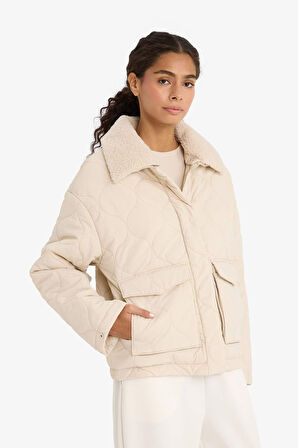 Regular Fit Polo Yaka Polar Astarlı Mont