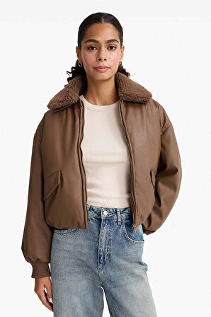 Regular Fit Polo Yaka Suni Deri Mont