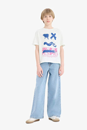 DeFacto Erkek Çocuk Bisiklet Yaka Baskılı Kısa Kollu Tişört E7494A825SMGN1025