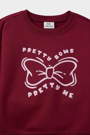 Kız Bebek 2'li Takım Baskılı İçi Yumuşak Tüylü Sweatshirt Eşofman Altı