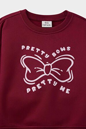 Kız Bebek 2'li Takım Baskılı İçi Yumuşak Tüylü Sweatshirt Eşofman Altı