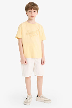 DeFacto Erkek Çocuk Bisiklet Yaka Nakışlı Kısa Kollu Tişört E8457A825HSYL252