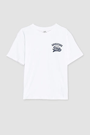 Erkek Çocuk Regular Fit Bisiklet Yaka Baskılı Kısa Kollu Tişört