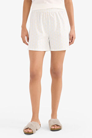 DeFacto Pijama Takımı Kısa Kollu Pijama Üstü Esnek Belli Şort Pijama Altı-Fall in Love F3134AX25SMBE343