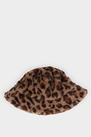 Kadın Leopar Desenli Bucket Şapka
