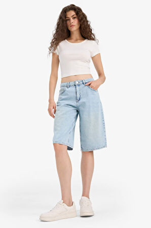 Yüksek Bel Jean Bermuda