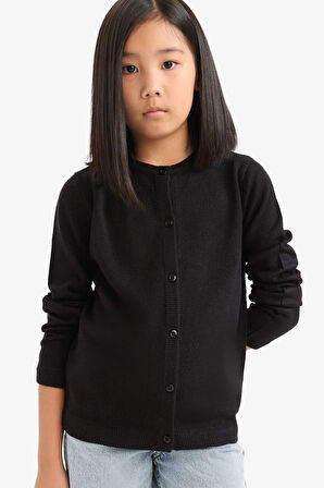 Kız Çocuk Bisiklet Yaka Düğmeli Hırka