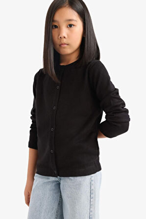 Kız Çocuk Bisiklet Yaka Düğmeli Hırka