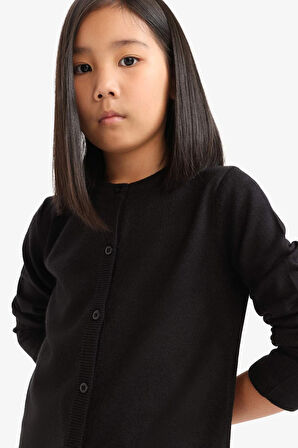 Kız Çocuk Bisiklet Yaka Düğmeli Hırka