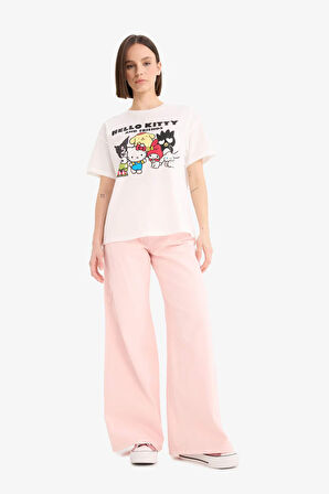 Coool Hello Kitty Oversize Geniş Kalıp Baskılı Kısa Kollu Tişört