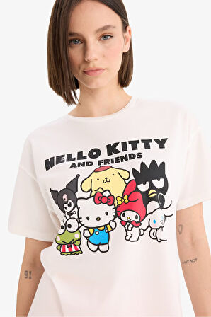 DeFacto Coool Hello Kitty Oversize Geniş Kalıp Sırt Baskılı Kısa Kollu Tişört E6157AX25SMWT32