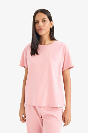 DeFacto Pijama Takımı Kısa Kollu Üstü Esnek Belli Kapri Altı-Fall in Love E5821AX25SMBR80