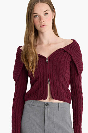 Regular Fit Açık Omuz Hırka