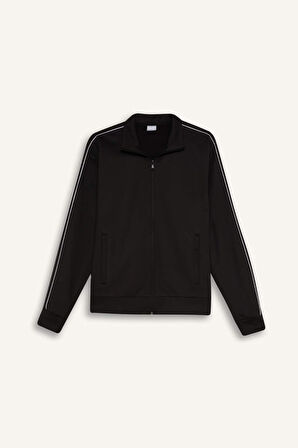 DeFactoFit Standart Fit Cepli Fermuarlı Sporcu Sweatshirt E3479AX24WNBK81