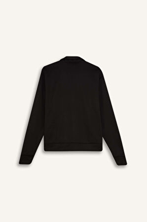 DeFactoFit Standart Fit Cepli Fermuarlı Sporcu Sweatshirt E3479AX24WNBK81