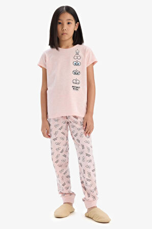 Kız Çocuk Looney Tunes Pijama Takımı Kısa Kollu Üst Beli Lastikli Uzun Alt