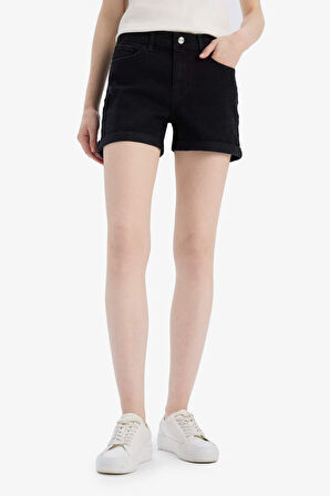 DeFacto Yüksek Bel Düz Paça Jean Şort E0699AX25SMNM40