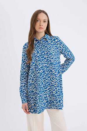 Regular Fit Desenli Uzun Kollu Gömlek Tunik